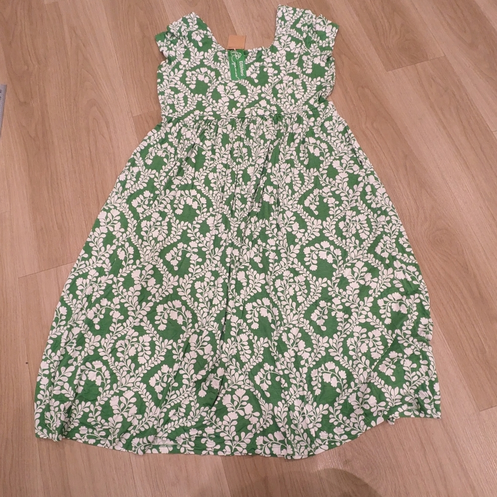 Boden Green and White Floral Midi Dress - Picture 8 of 9